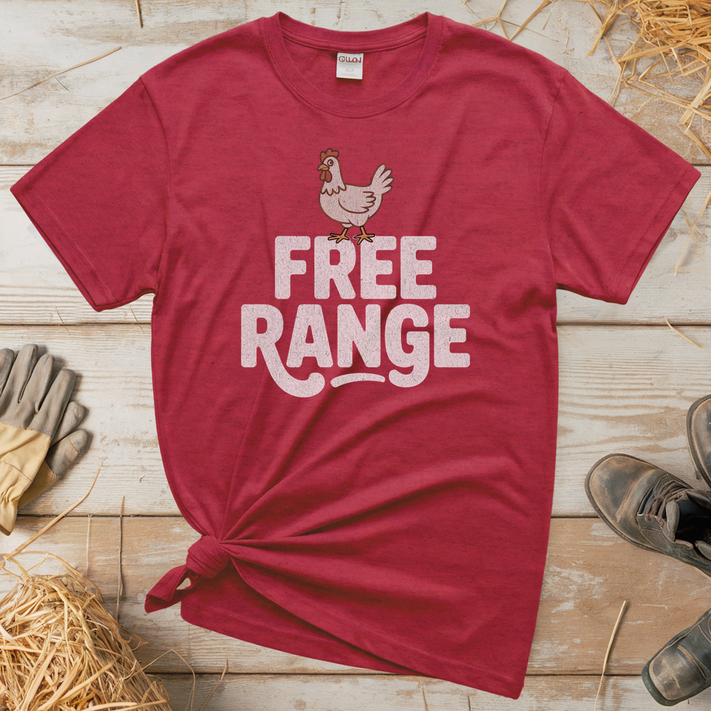 Free Range (Adult Unisex Tee) - Heather Red