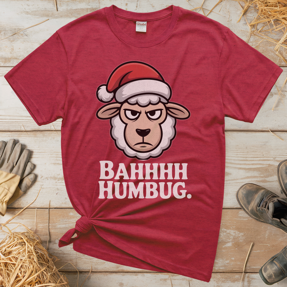 Bahhh Humbug Christmas (Adult Unisex Tee) - Heather Red