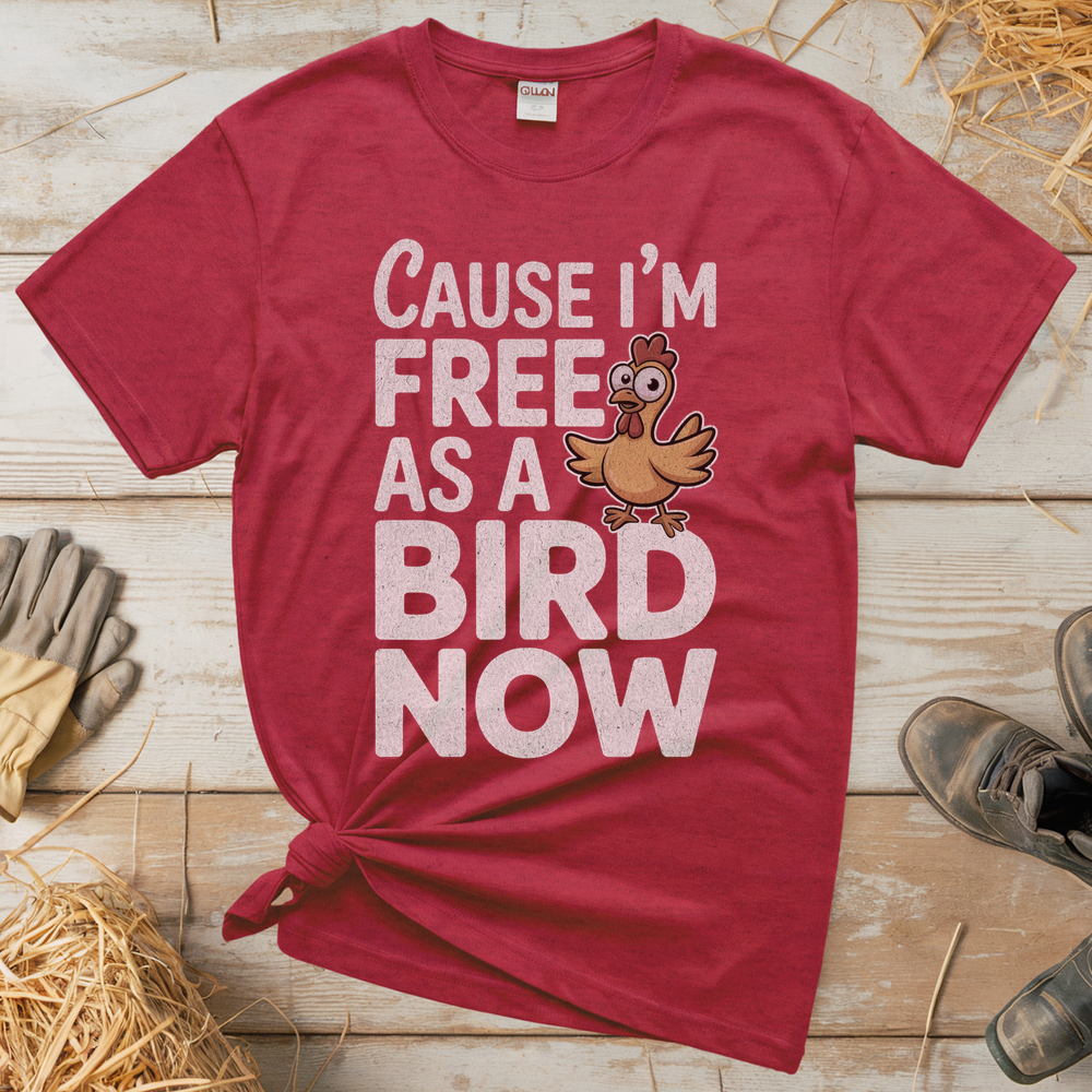 Cause Im Free As A Bird Now (Adult Unisex Tee) - Heather Red