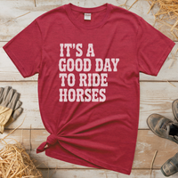 Good Day To Ride Horses Tee - Heather Red
