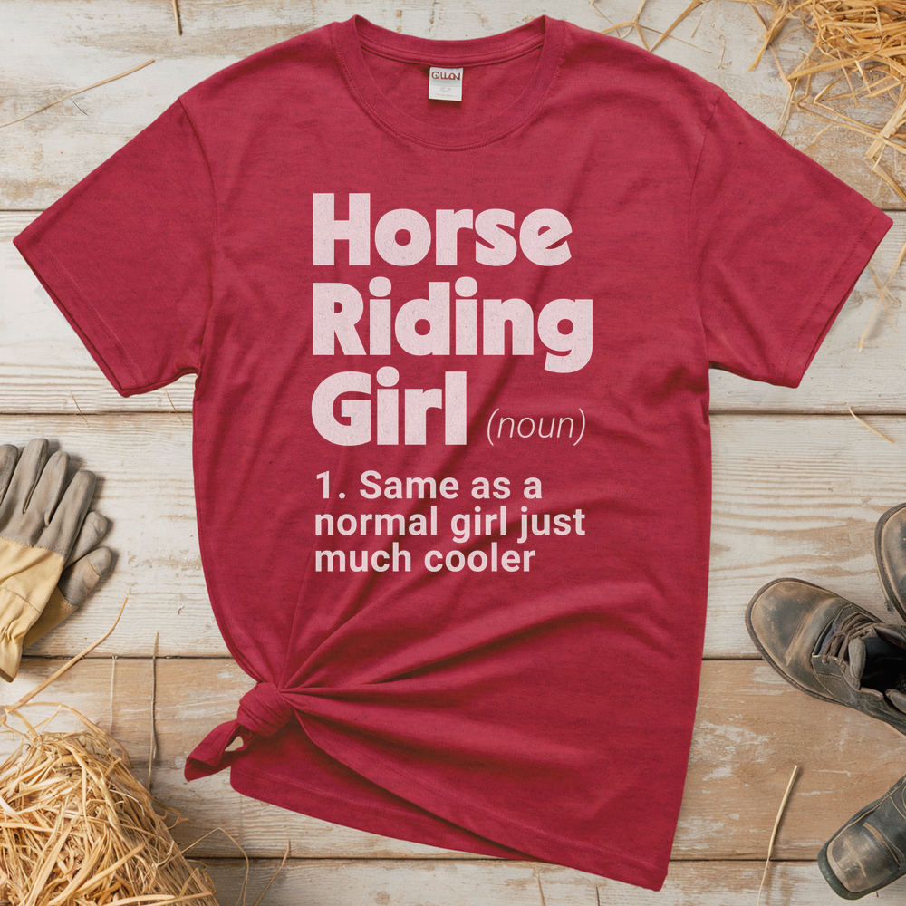 Horse Riding Girl Tee - Heather Red