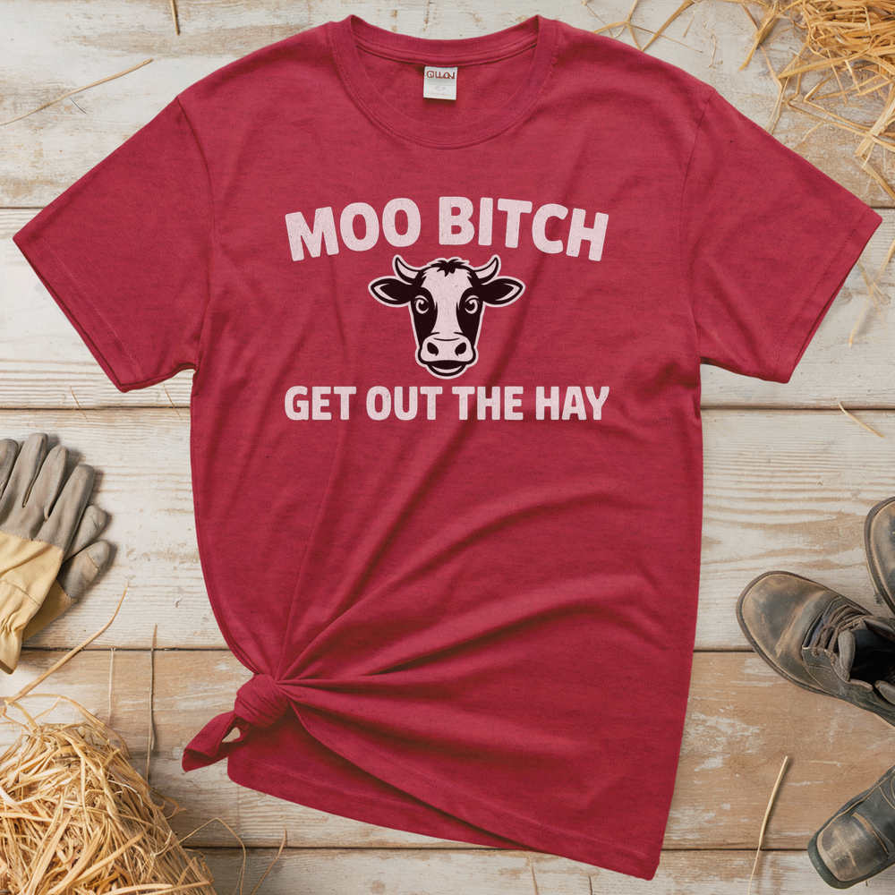 Moo Bitch Adult Tee - Heather Red
