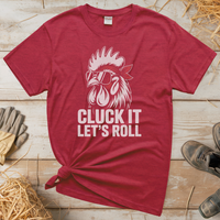 Cluck It Lets Roll Adult Tee - Heather Red