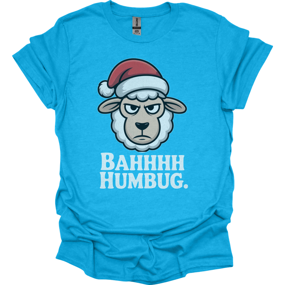 Bahhh Humbug Christmas (Adult Unisex Tee) - Heather Sapphire