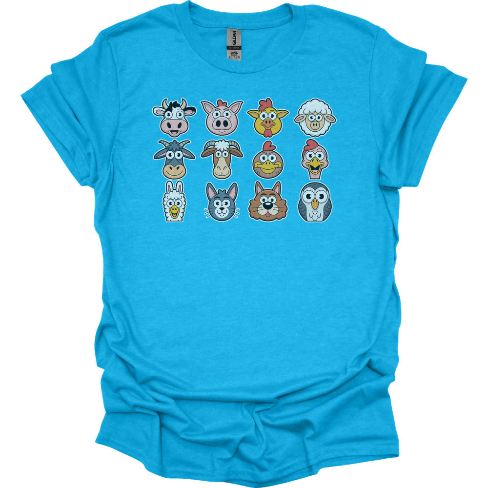 Barnyard Animals Adult Unisex Tee - Heather Sapphire