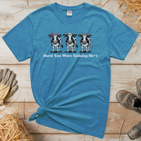 Herd You Were Talking Cows (Adult Unisex T-Shirt) - Heather Sapphire