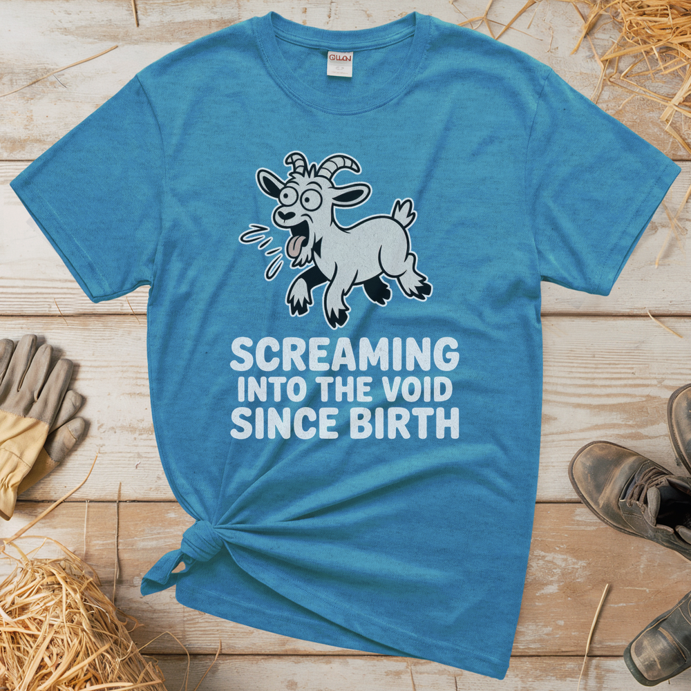 Screaming Into The Void Since Birth (Adult Unisex Tee) - Heather Sapphire