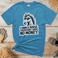 I Own A Horse Therfore I Have No Money (Adult Unisex Tee) - Heather Sapphire
