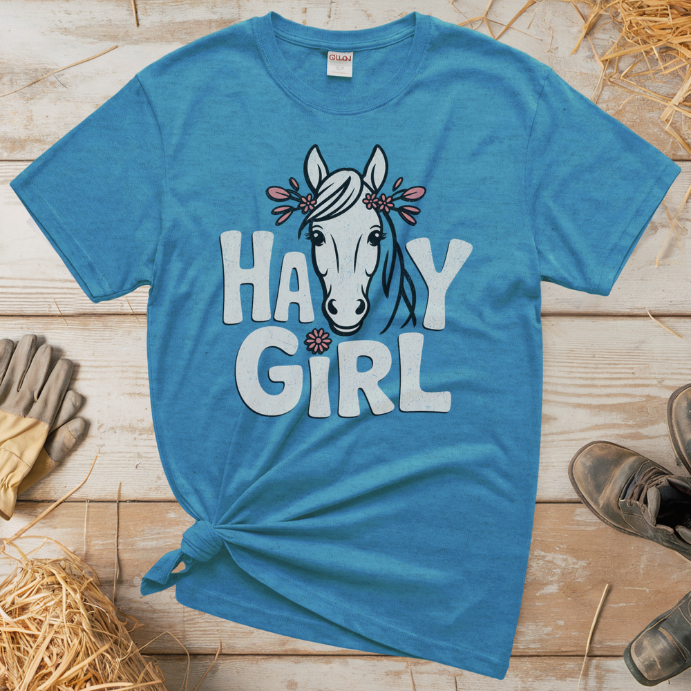 Hay Girl (Adult Unisex Tee) - Heather Sapphire