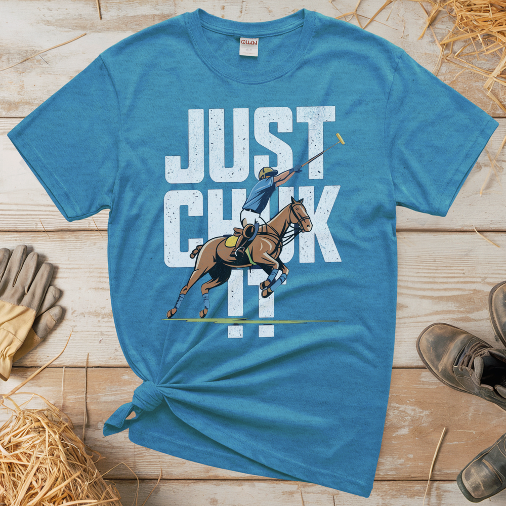Just Chuk It Polo (Adult Unisex Tee) - Heather Sapphire