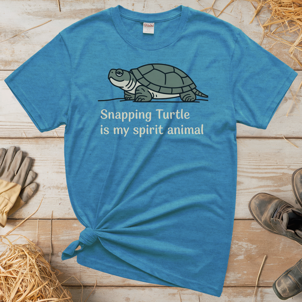 Snapping Turtle Is My Spirit Animal (Adult Unisex Tee) - Heather Sapphire