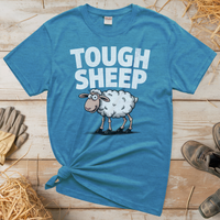 Funny Tough Sheep (Adult Unisex Tee) - Heather Sapphire