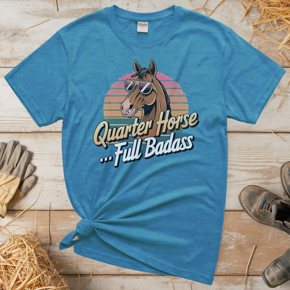 Quarter Horse Full Badass (Adult Unisex Tee) - Heather Sapphire