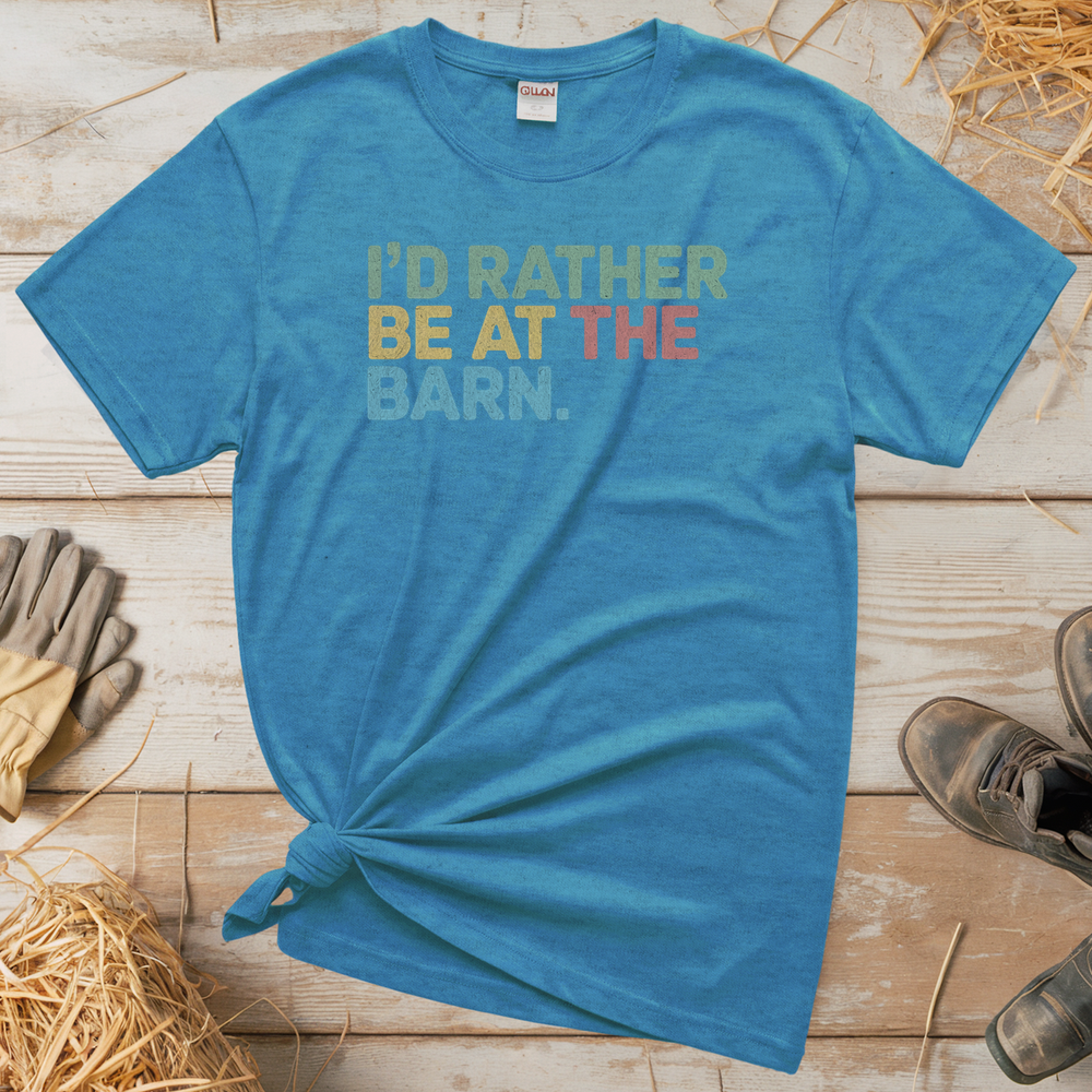 I'd Rather Be At The Barn (Adult Unisex Tee) - Heather Sapphire
