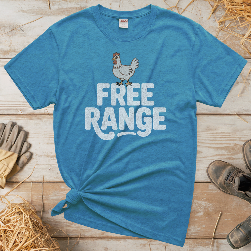 Free Range (Adult Unisex Tee) - Heather Sapphire