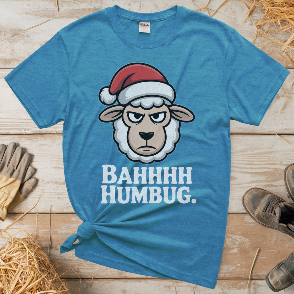 Bahhh Humbug Christmas (Adult Unisex Tee) - Heather Sapphire
