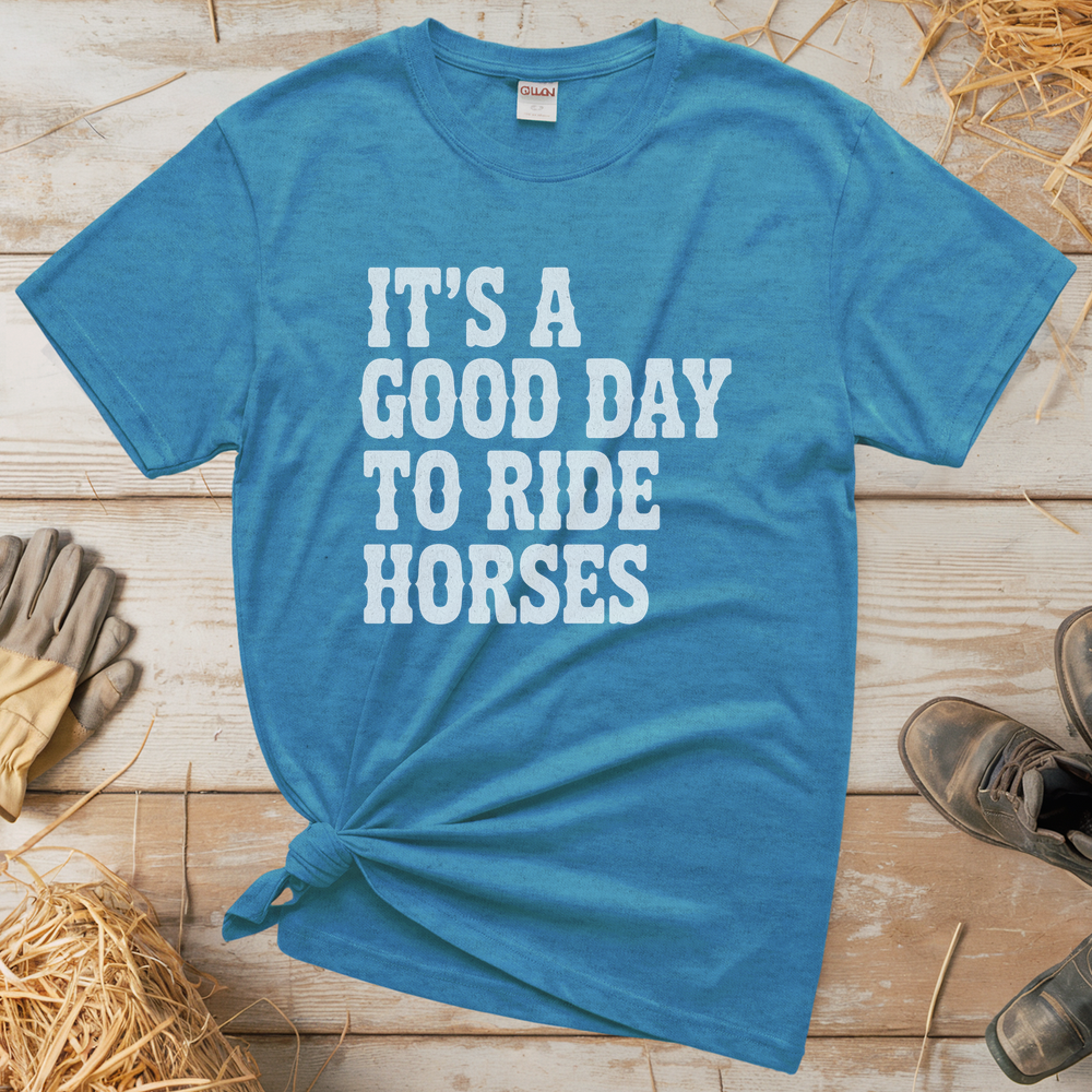 Good Day To Ride Horses Tee - Heather Sapphire