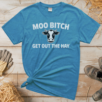 Moo Bitch Adult Tee - Heather Sapphire