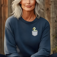 Duck In Pocket (Adult Sweatshirt) - Heather Sport Dark Navy
