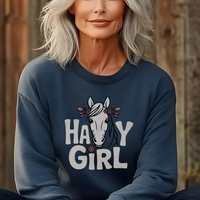 Hay Girl (Adult Sweatshirt) - Heather Sport Dark Navy