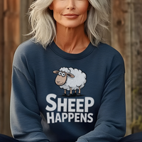 Funny Sheep Happens (Adult Sweatshirt) - Heather Sport Dark Navy