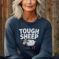 Funny Tough Sheep (Adult Sweatshirt) - Heather Sport Dark Navy