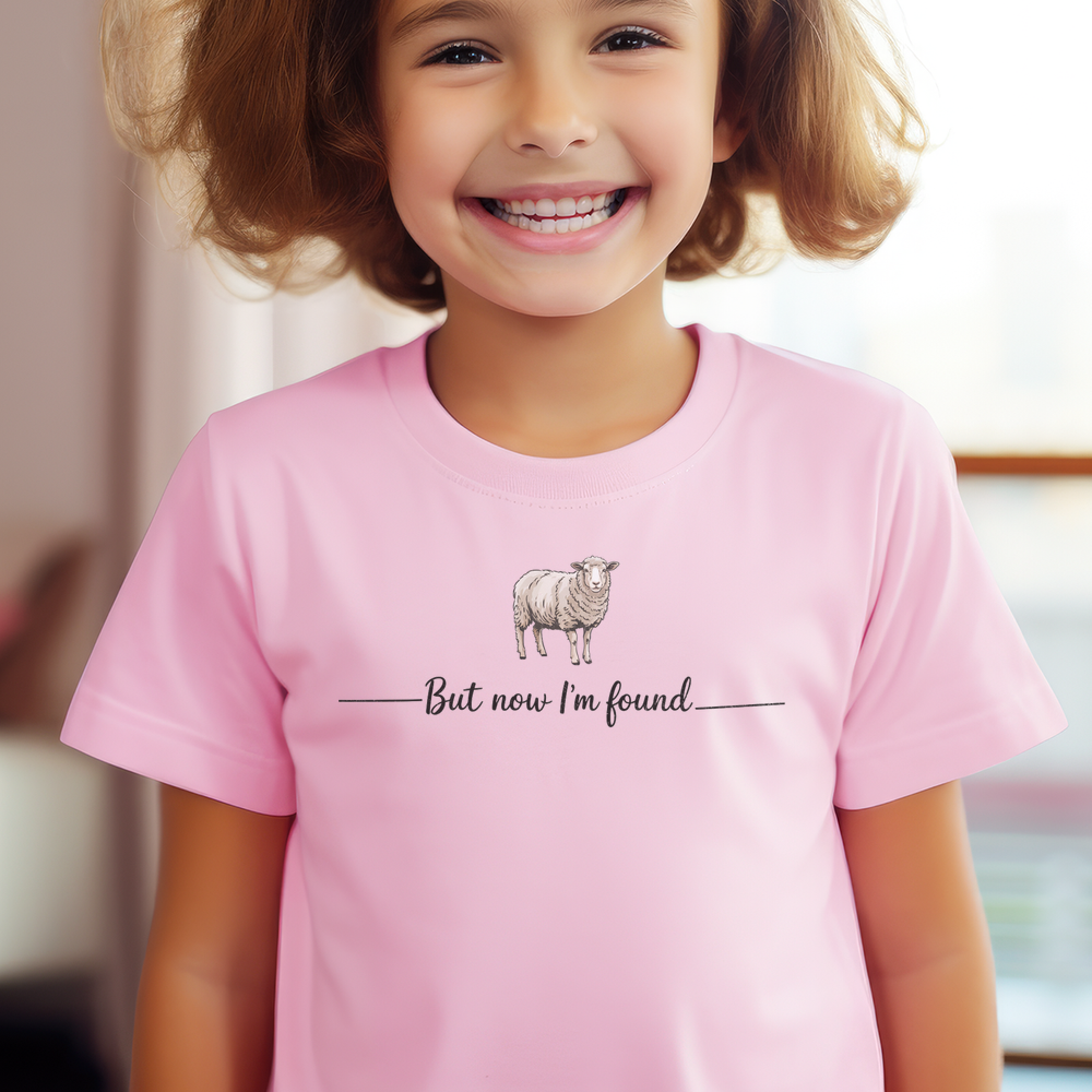 But Now Im Found Sheep Child T Shirt - Light Pink