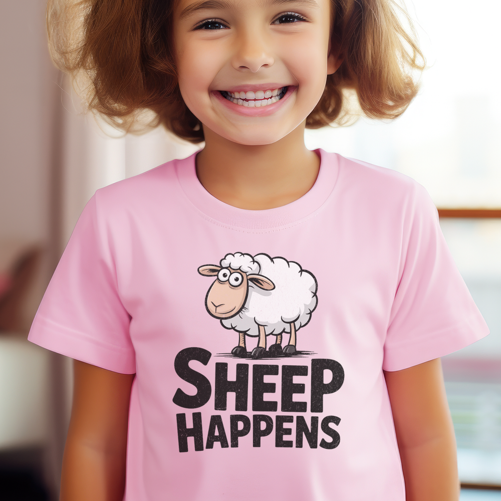 Funny Sheep Happens Child T Shirt - Light Pink