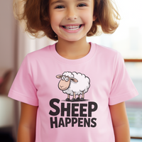 Funny Sheep Happens Child T Shirt - Light Pink