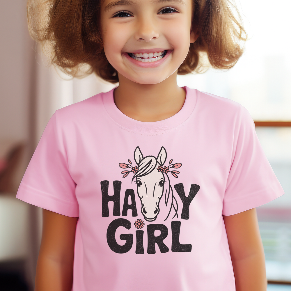 Hay Girl Child T Shirt - Light Pink