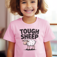 Funny Tough Sheep Child T Shirt - Light Pink