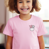 Sheep In Pocket Child T Shirt - Light Pink