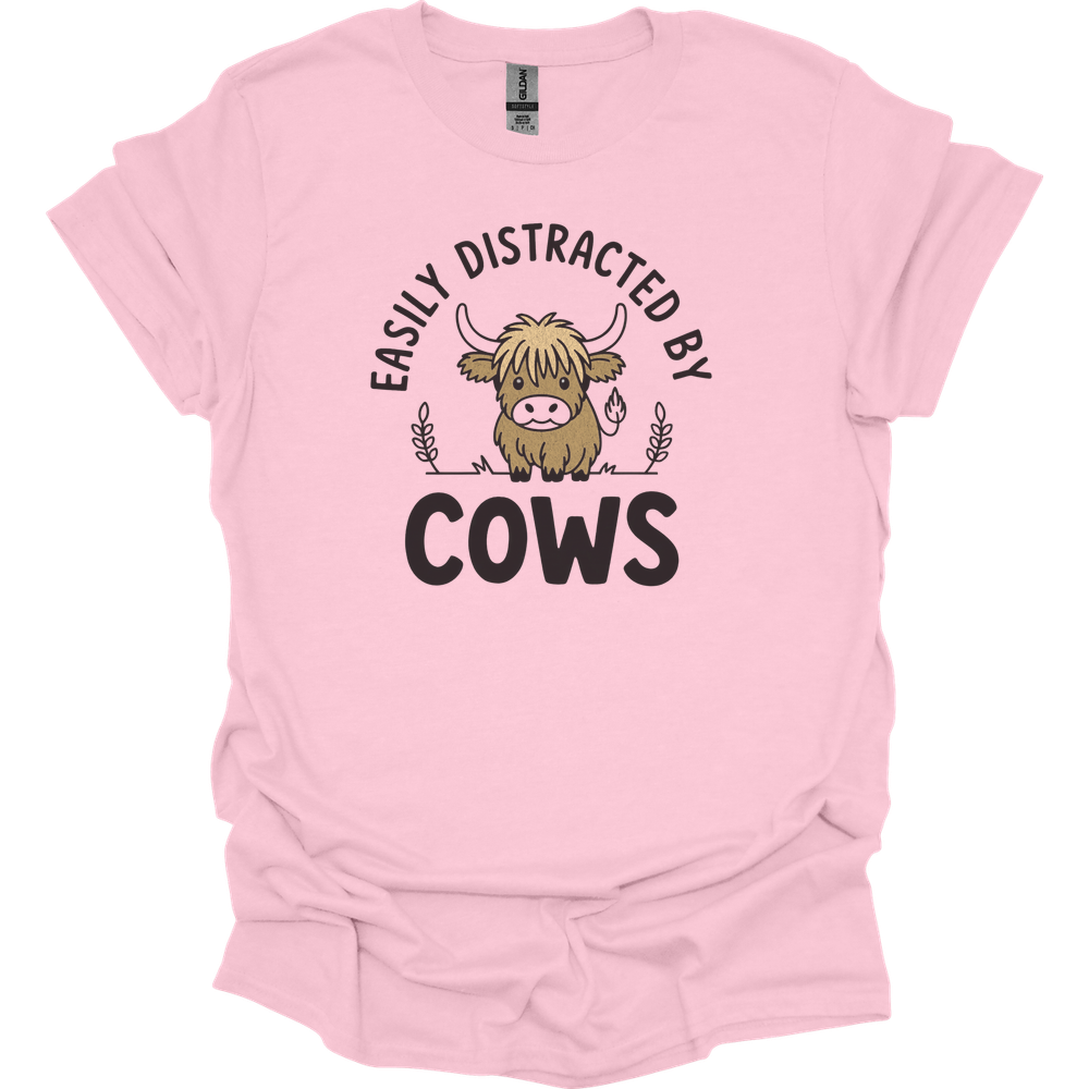 Easily Distracted By Cows - Light Pink