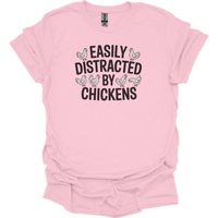 Easily Distracted By Chickens - Light Pink