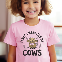 Easily Distracted By Cows Child - Light Pink