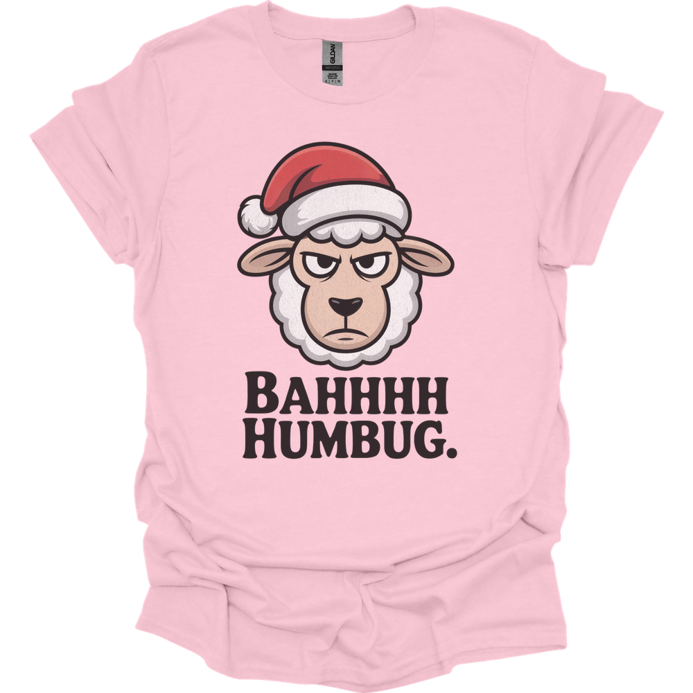 Bahhh Humbug Christmas (Adult Unisex Tee) - Light Pink