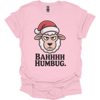 Bahhh Humbug Christmas (Adult Unisex Tee) - Light Pink