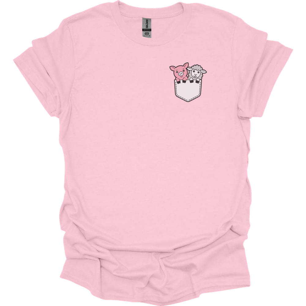 Sheep And Pig In Pocket - Light Pink