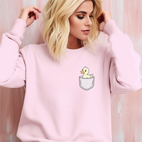 Duck In Pocket (Adult Sweatshirt) - Light Pink