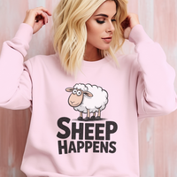 Funny Sheep Happens (Adult Sweatshirt) - Light Pink