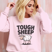 Funny Tough Sheep (Adult Sweatshirt) - Light Pink