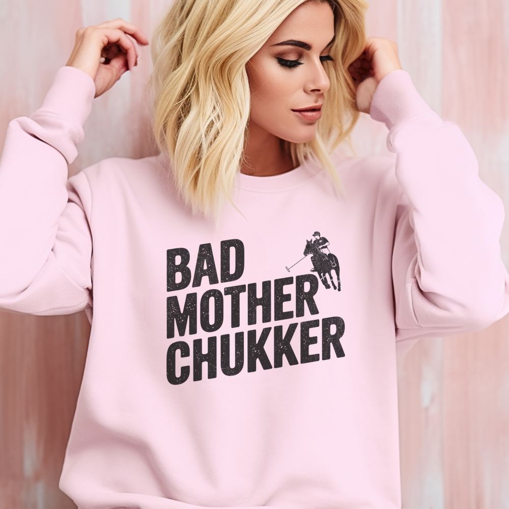 Bad Mother Chukker Polo (Adult Sweatshirt) - Light Pink