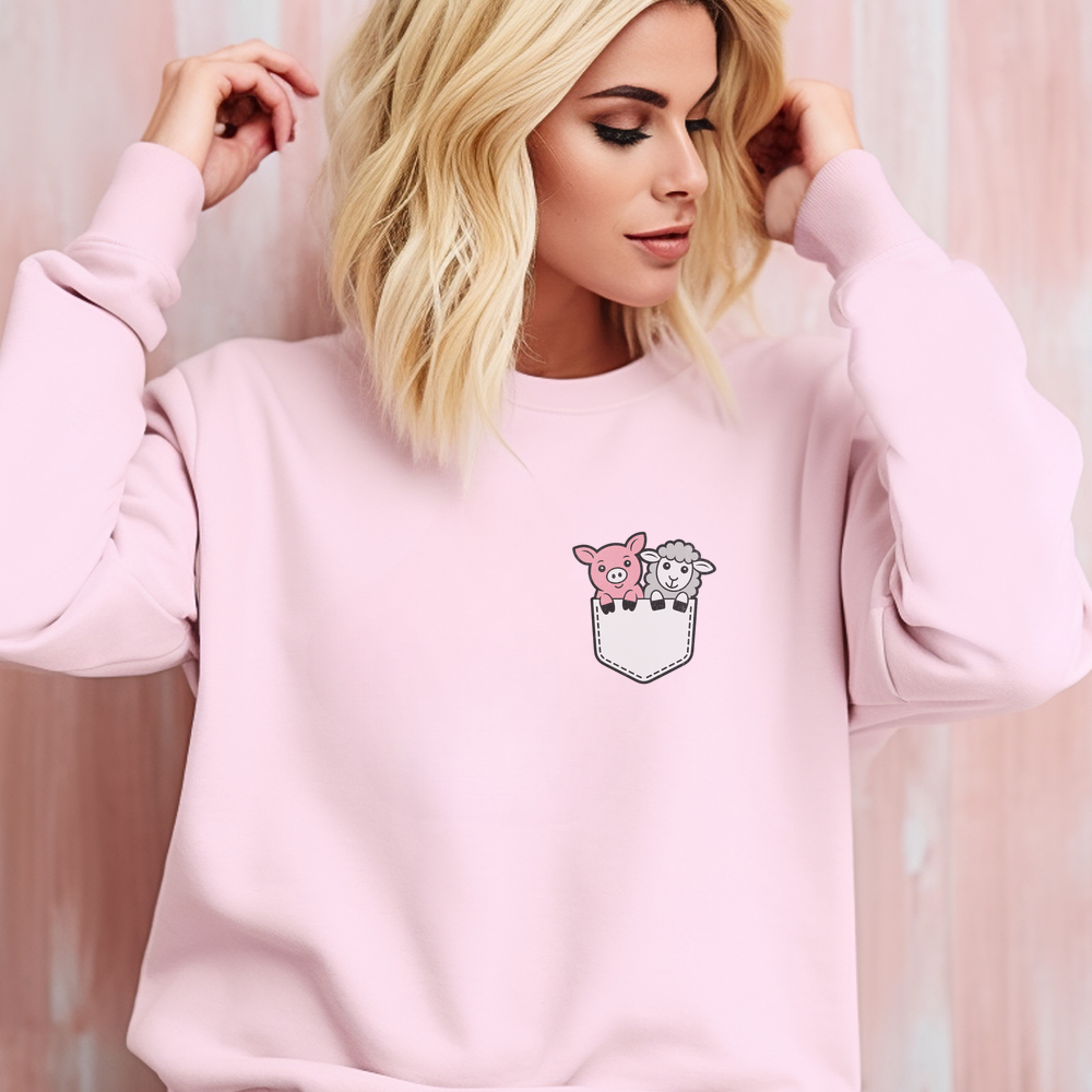 Sheep And Pig In Pocket - Light Pink