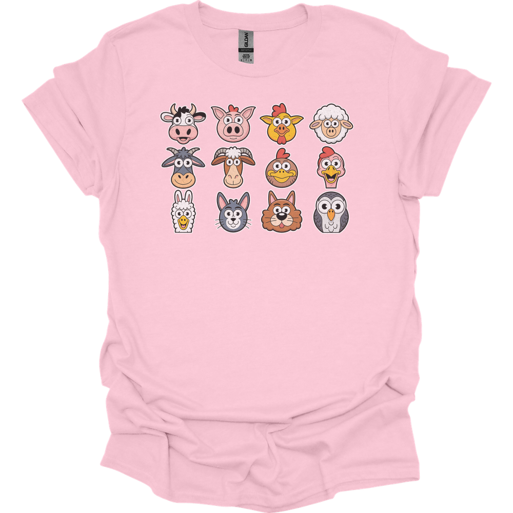 Barnyard Animals Adult Unisex Tee - Light Pink