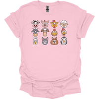 Barnyard Animals Adult Unisex Tee - Light Pink