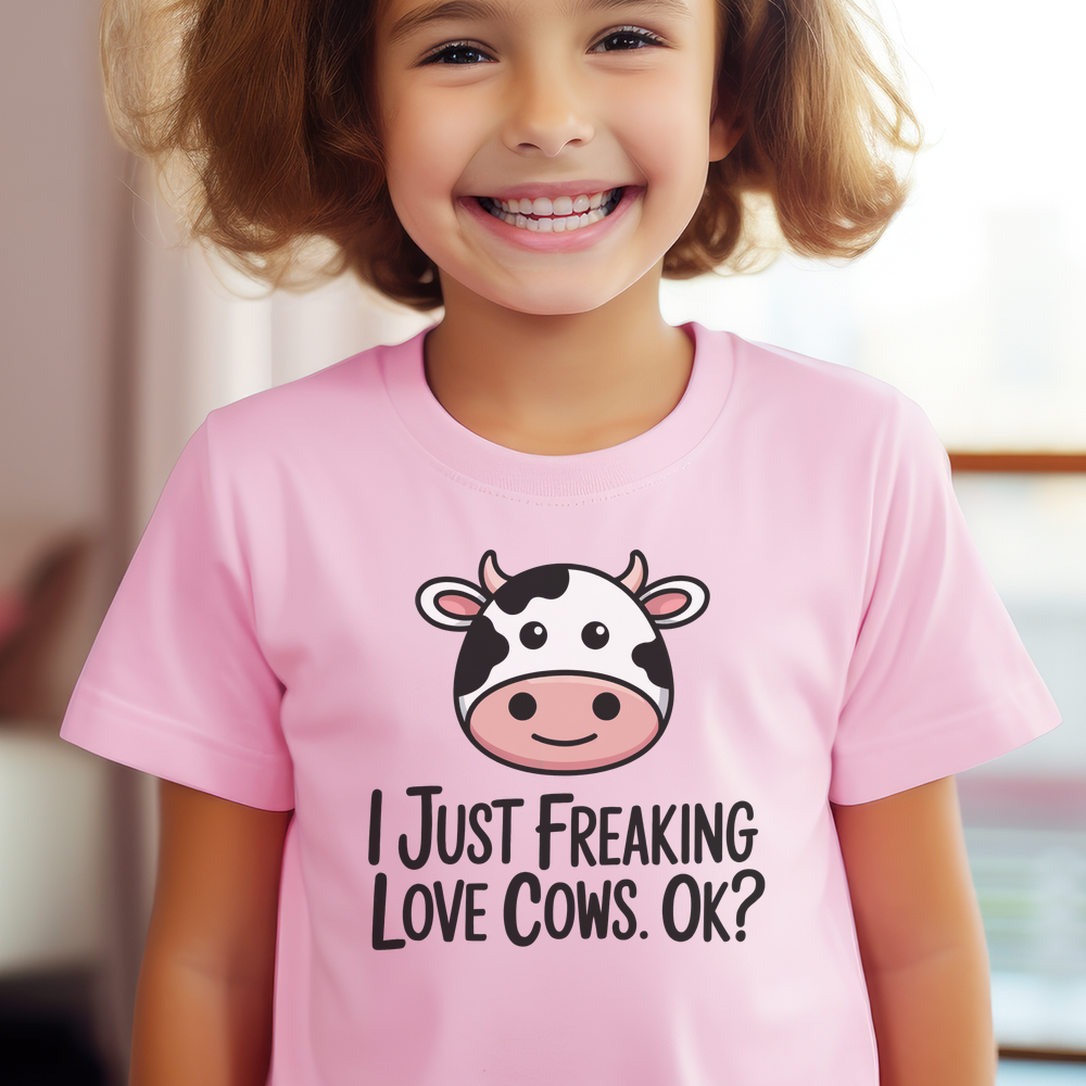 I Just Freaking Love Cows Child Dark - Light Pink