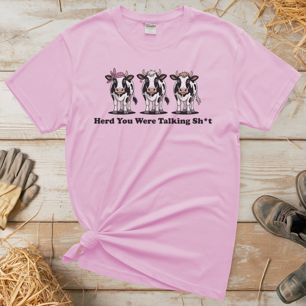 Herd You Were Talking Cows (Adult Unisex T-Shirt) - Light Pink