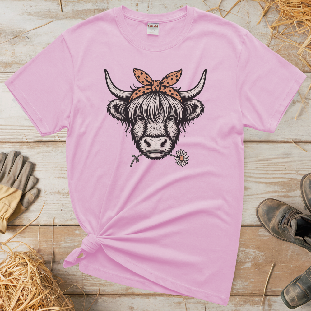 Cow Flower (Adult Unisex T-Shirt) - Light Pink