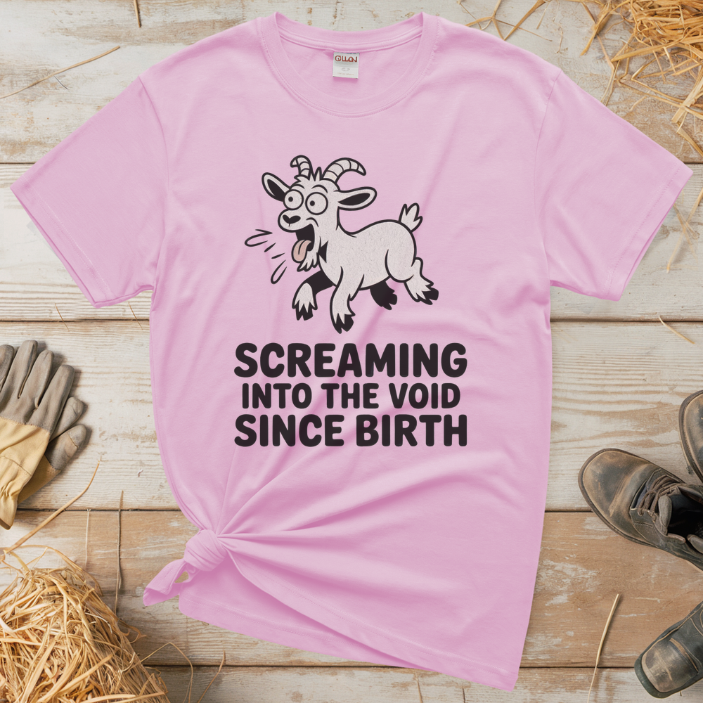 Screaming Into The Void Since Birth (Adult Unisex Tee) - Light Pink