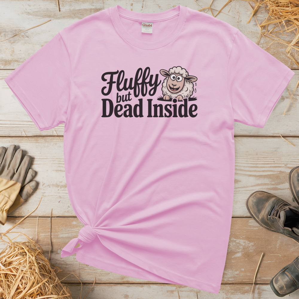 Fluffy But Dead Inside (Adult Unisex Tee) - Light Pink